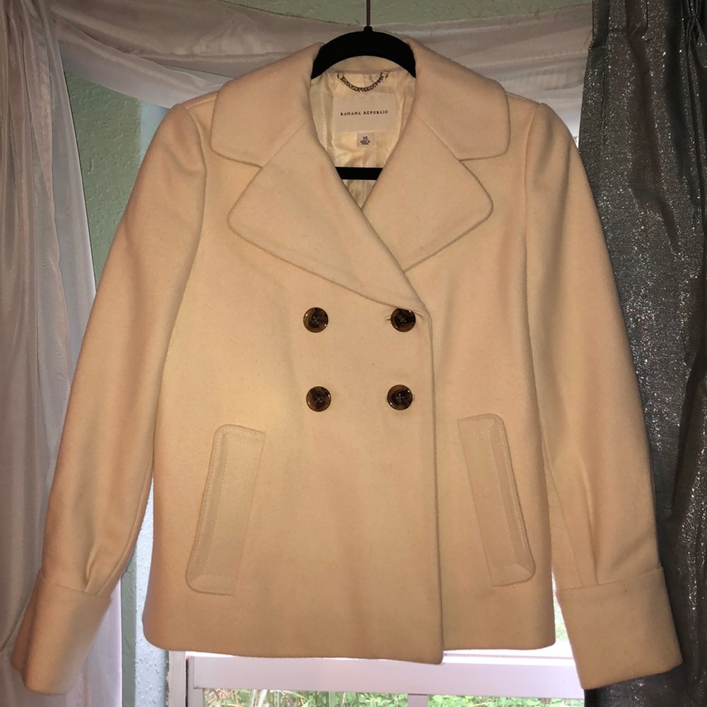 Banana Republic ivory wool Pea Coat XS